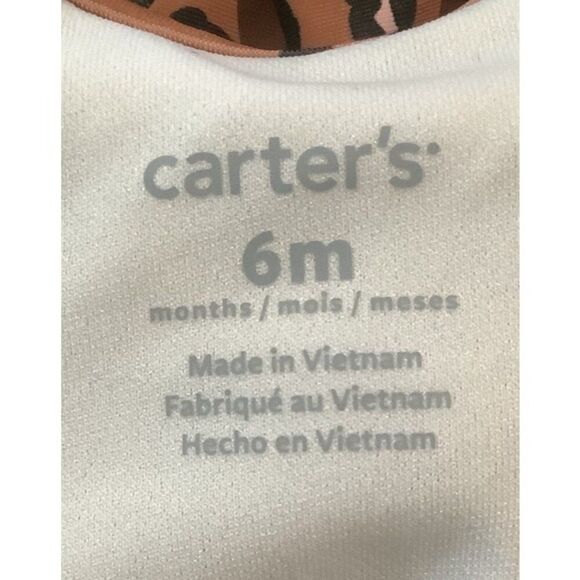 Carter's Leopard Print One Piece Bathing Suit Swimsuit 6M Baby Brown Pink 6 Mos - Picture 6 of 8